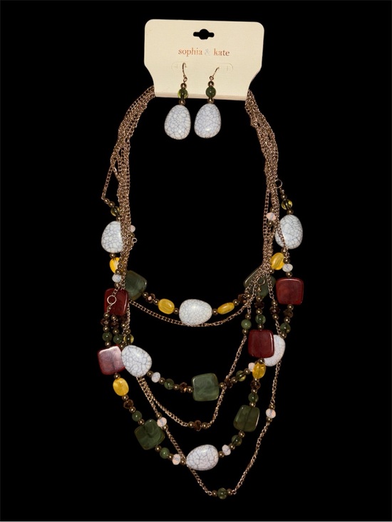 Sophia & Kate Jewelry - Sophia & Kate Multicolor Layered Statement Necklace and Earrings Set NWT